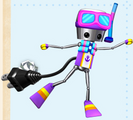 Chibi-Robo using the Scuba outfit