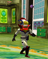 Drake Redcrest patrolling the Living Room in the North American version of Chibi-Robo! Plug Into Adventure!.